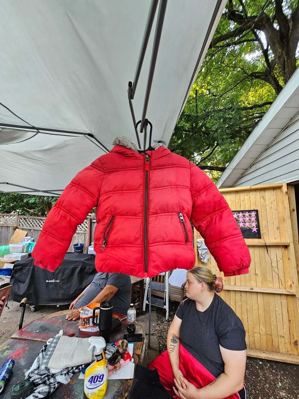 F&F Designed for Little Ones Toddler Red Puffer Jacket with Faux Fur Hood